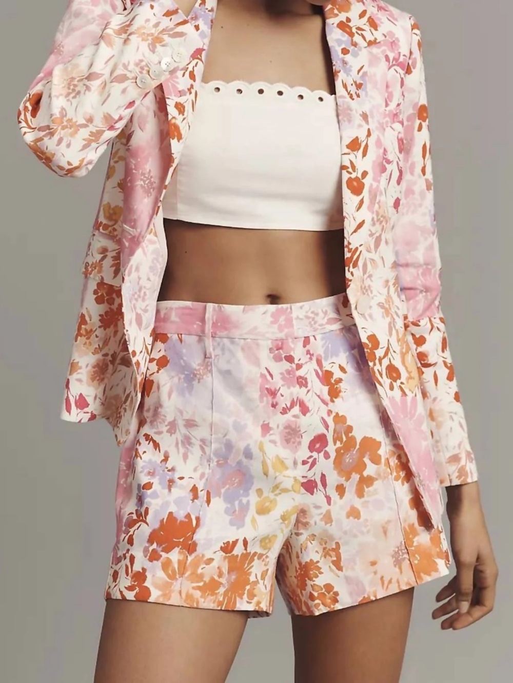 Freja Floral High Waist Linen Blend Shorts